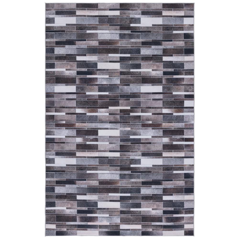 Gray Faux Fur Rectangular Washable Area Rug