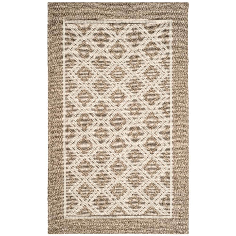 Ivory and Beige Hand-Knotted Wool 6' x 9' Area Rug