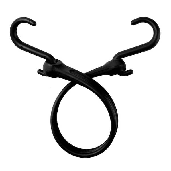 The Perfect Bungee 13 in. EZ-Stretch Polyurethane Bungee Strap with Nylon S-Hooks (Overall Length: 18 in.) in Black