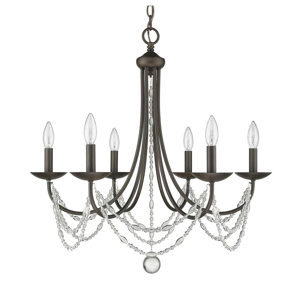 Mirabella 6-Light Rubbed Bronze and Crystal Chandelier