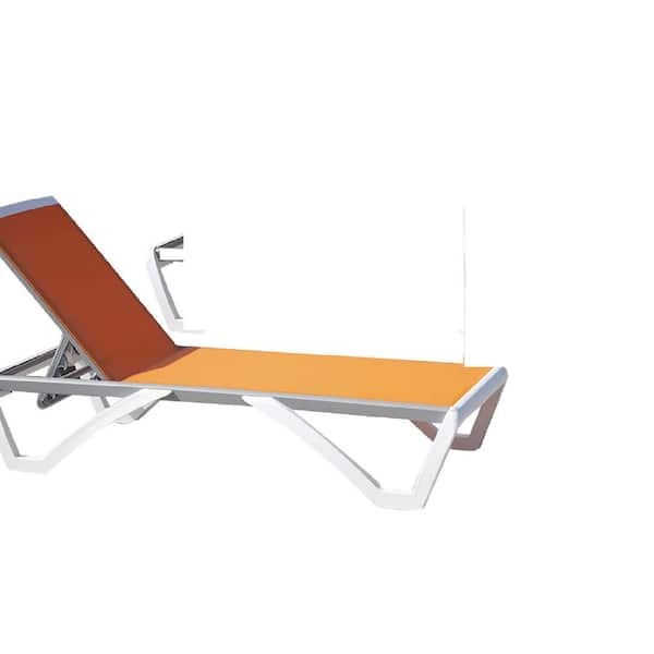 Cesicia Orange Adjustable Chaise Lounge Aluminum Outdoor Patio Lounge Chair All Weather 5-Position Recliner Chair with Table