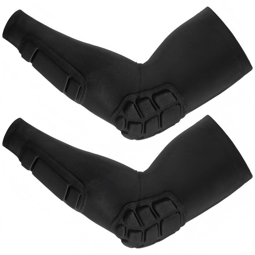 Padded Elbow Forearm Arm Compression Sleeves, Kids Sports Protective Gear, Shock Absorbing, Black, XX-Large Sizes