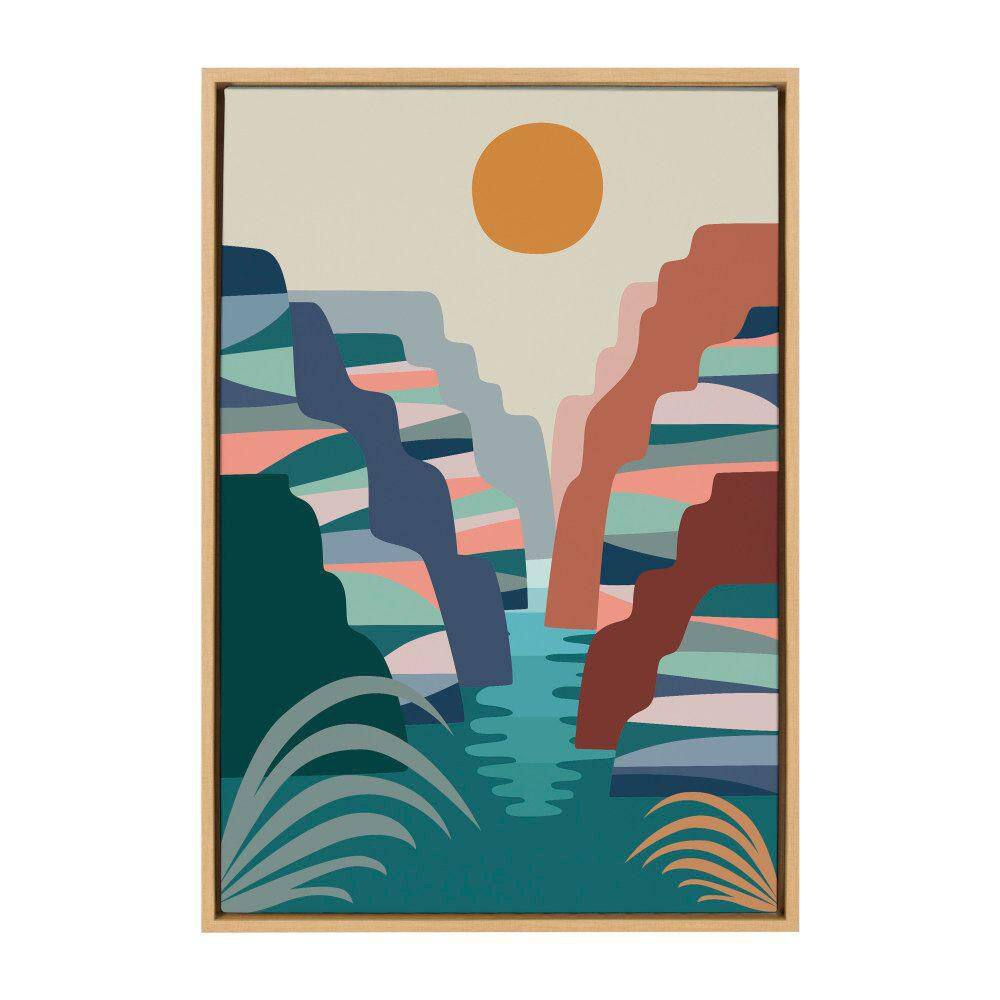Colorful Grand Canyon Illustration Framed Canvas Wall Art, 23x33