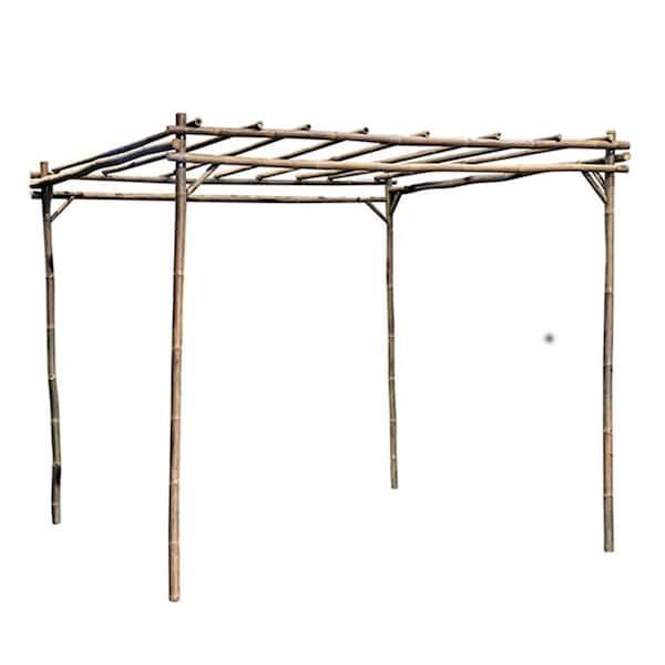 8 ft. L x 8 ft. W x 7 ft. H Natural Bamboo Square Pergola