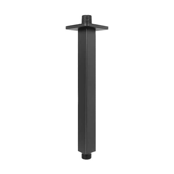 6 in. Matte Black Ceiling Mounted Shower Arm with Flange, Stainless Steel for Fixed Rain Shower Heads