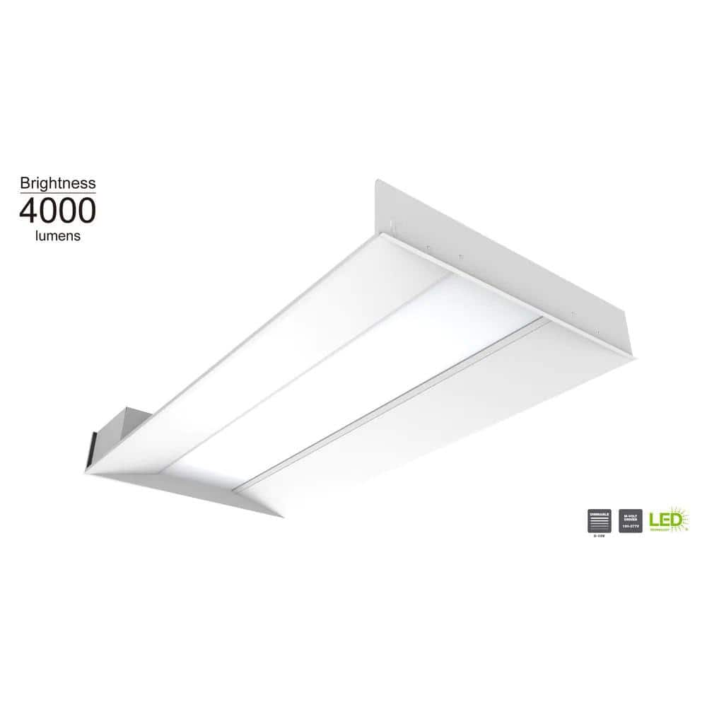 2 ft. x 4 ft. White Selectable CCT Integrated LED Center Basket Troffer Light Fixture at 4000 Lumens, 3500-4000K