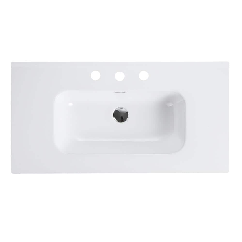 36 in. Ceramic Bathroom Sink in Gloss White with Integrated Bowl price history on PriceWatchPro