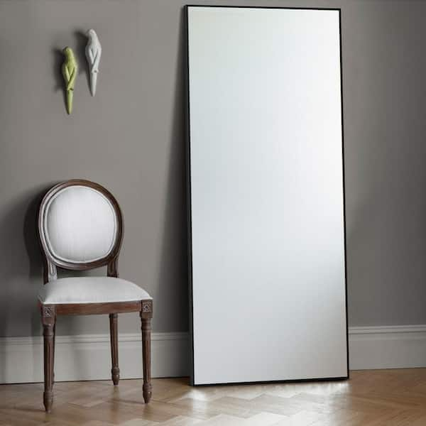 Kacee 71x28 Full Length Mirror with Standing Holder Aluminum Alloy Frame  Floor Mirror Black (with Stand)-The Pop Maison