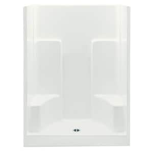 Everyday 60 in. x 35 in. x 72 in. 1-Piece Shower Stall with 2 Seats and Center Drain in Biscuit