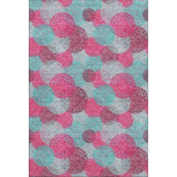 Addison Rugs Mayfield Premium Machine Washable Abstract AMF977 Pink 5 ft. x 7 ft. 6 in. Area Rug