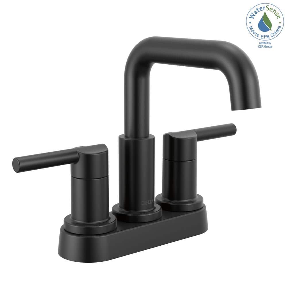 Matte Black Stainless Steel Centerset Bathroom Faucet with Pop-Up Drain
