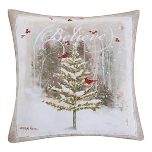 White Believe Tree Indoor / Outdoor 18 in. x 18 in. Standard Throw Pillow