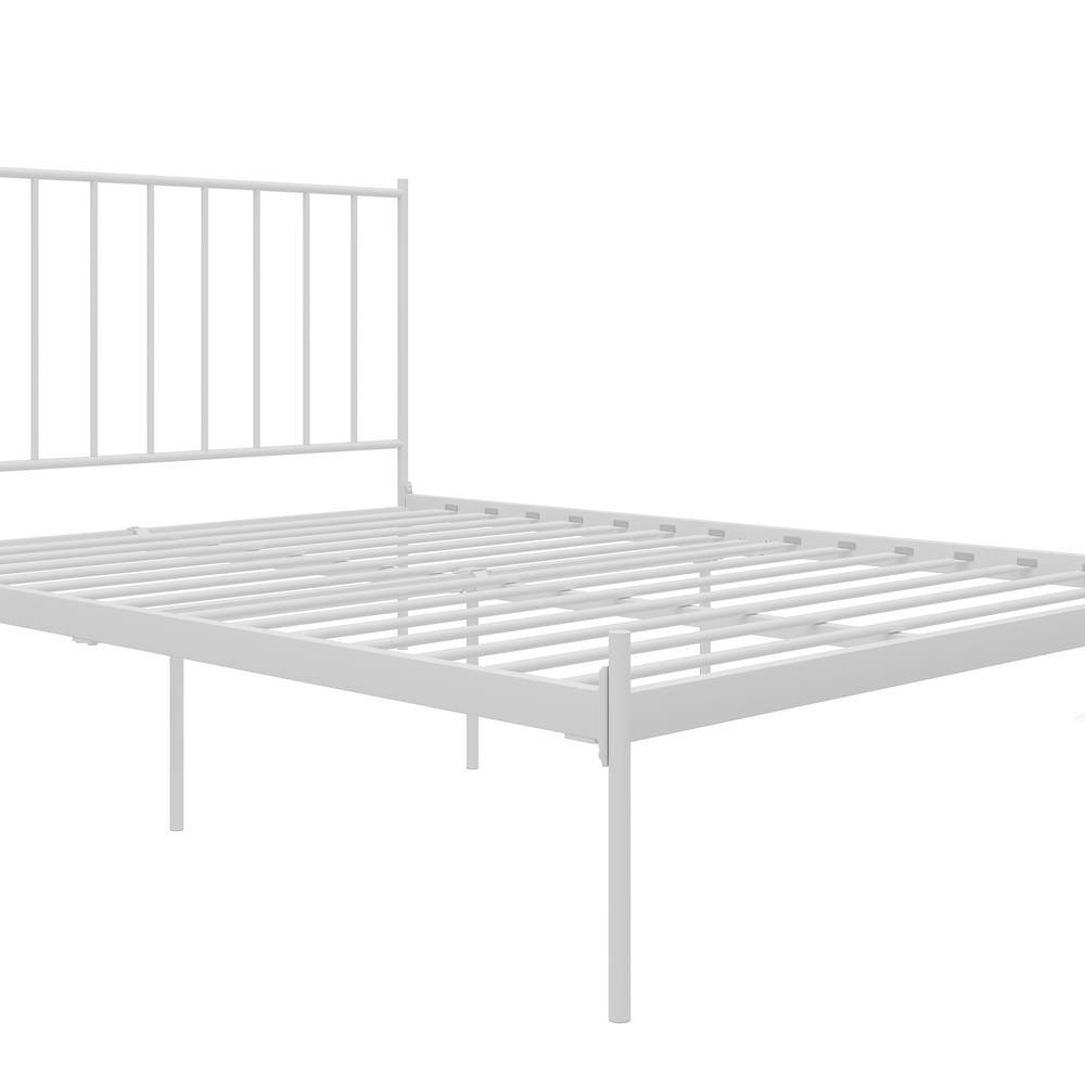 Ares White Metal Queen Bed Frame with Adjustable Height