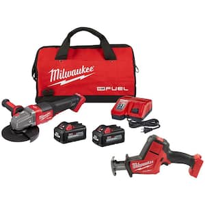 M18 FUEL 18V Lithium-Ion Brushless Cordless 4-1/2 in./6 in. Grinder, Paddle Switch Kit, FUEL HACKZALL w/(2) Batteries
