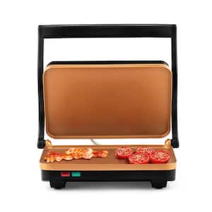 2-Slice Non-Stick Electric Griddle Panini Press Grill, 1000-Watt Heating Plate with Drip Tray and Floating Lid, Red