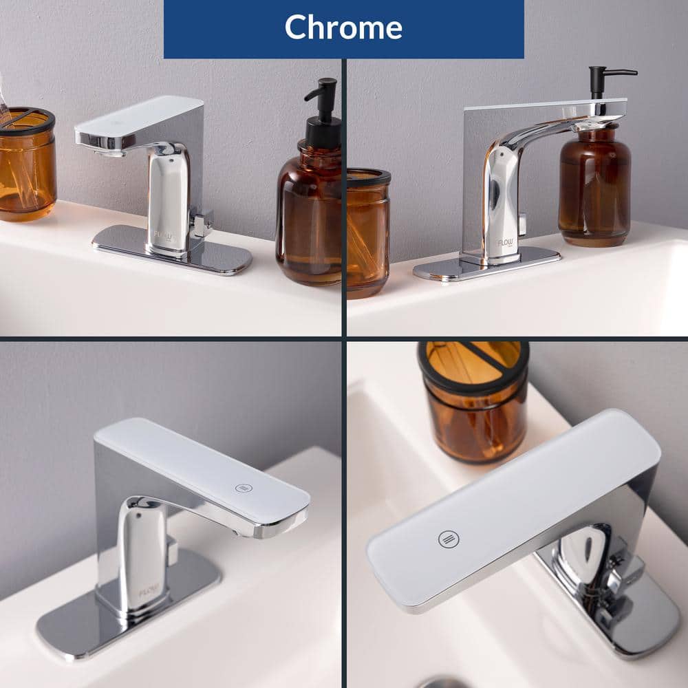 Chrome Touchless Bathroom Faucet with Drain Assembly