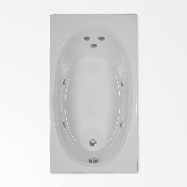 Comfortflo 60 in. x 36 in. Acrylic Rectangular Alcove Whirlpool Bathtub with Reversible Drain in Bone
