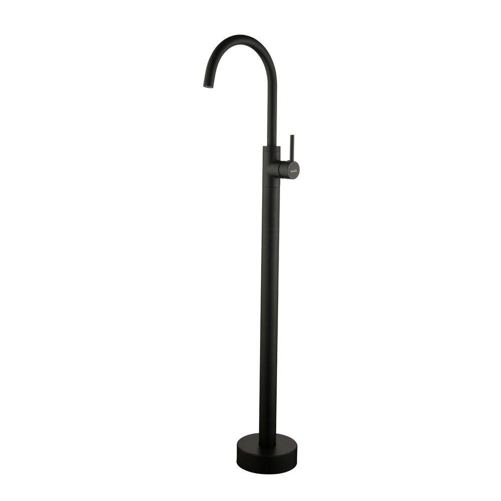 Single Handle Freestanding Floor Mount Tub Faucet with Supply Line in Matte Black price history on PriceWatchPro