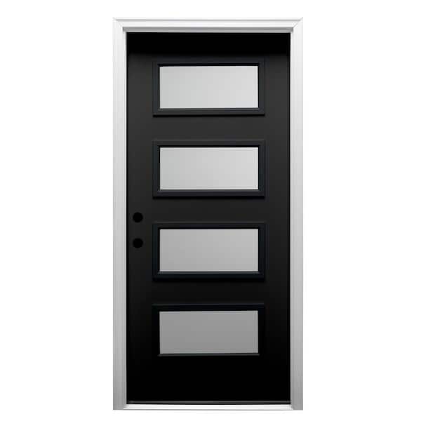 MMI Door 32 in. x 80 in. Celeste Right-Hand Inswing 4-Lite Frosted Painted Fiberglass Smooth Prehung Front Door 4-9/16 in. Frame
