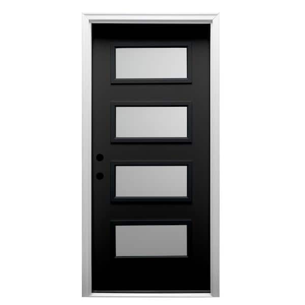 MMI DOOR 36 in. x 80 in. Celeste Right-Hand Inswing 4-Lite Frosted Painted Fiberglass Smooth Prehung Front Door 4-9/16 in. Frame