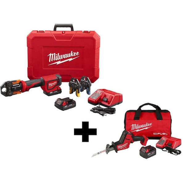 M18 18-Volt Lithium-Ion Cordless Short Throw PEX Press Tool Kit with M18 FUEL HACKZALL Saw Kit