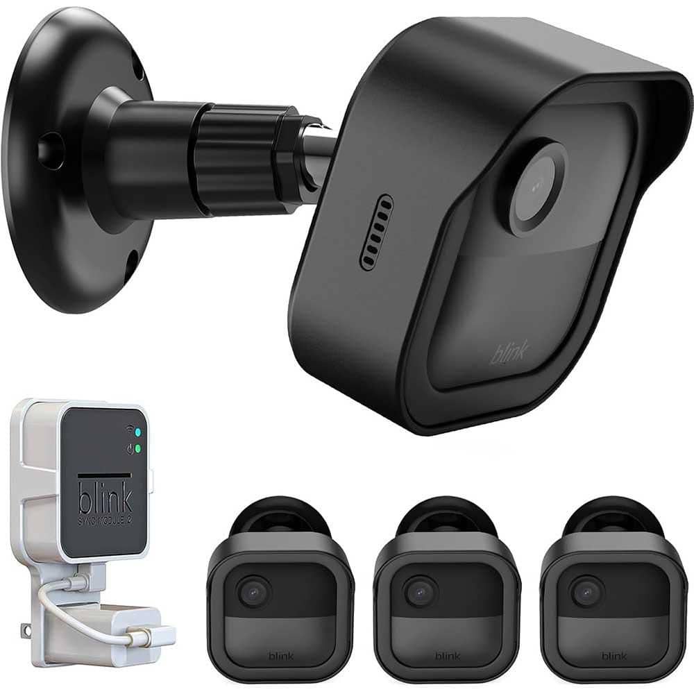 3-Pack Weatherproof Adjustable Camera Mount with Sync Module Wall Mount, Bl