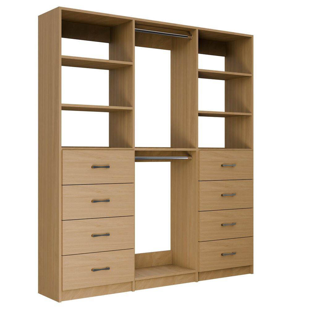 Alto Collection 76.5 in. W Oak Tower System 2 4-Drawer and Double Hang 13-Shelf Wood Closet System price history on PriceWatchPro