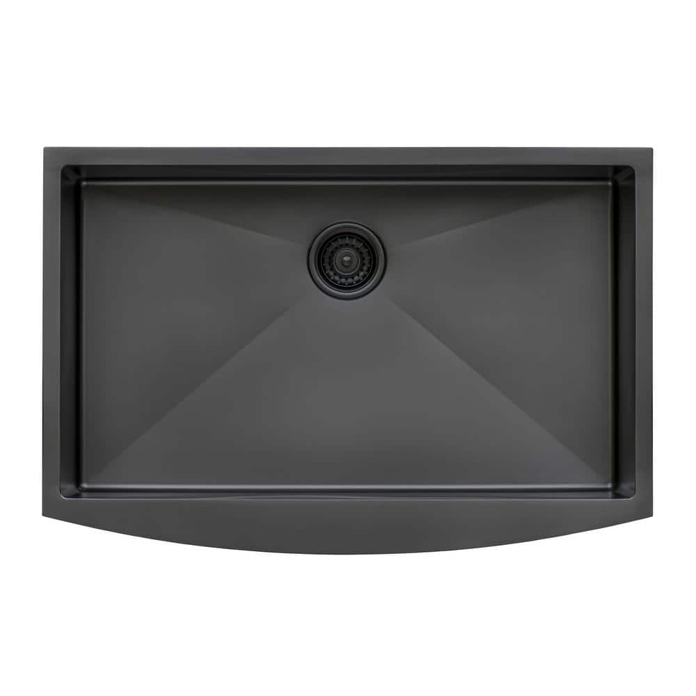 Gunmetal Black Stainless Steel 30" Farmhouse Apron-Front Sink