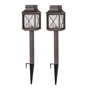 Hampton Bay Solar Bronze Diecast Outdoor Integrated LED 2700K 15-Lumens ...