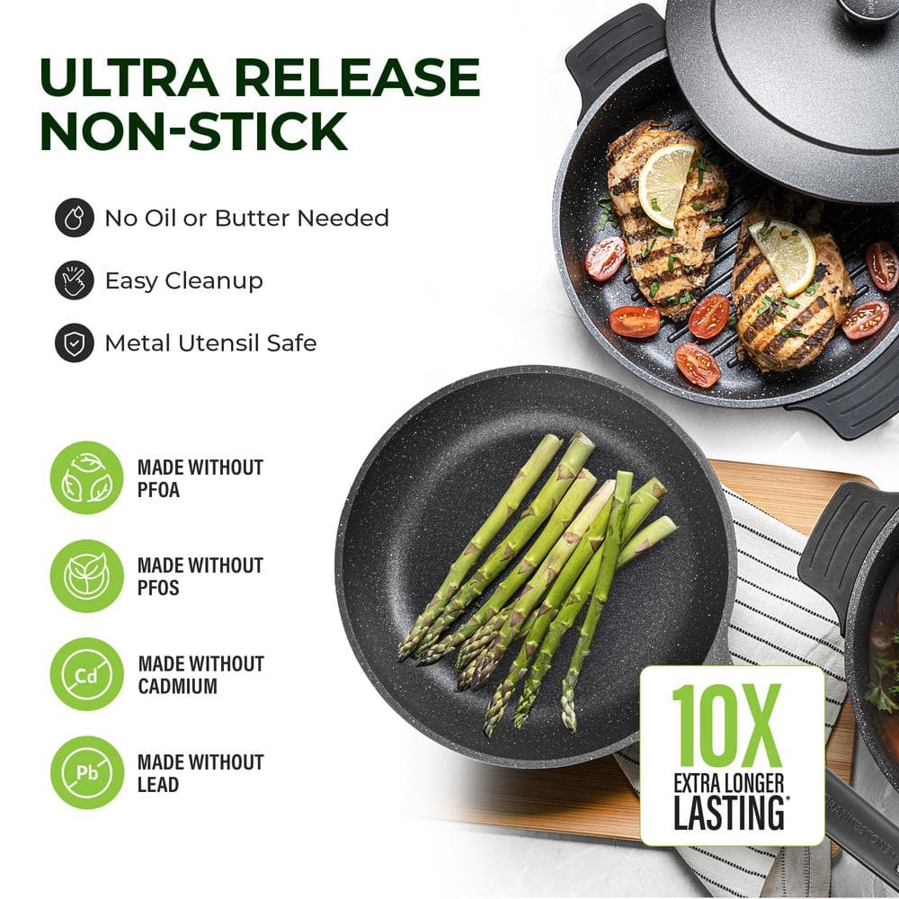 6-Piece Heavy Duty Nonstick Cast Aluminum Nesting Cookware Set