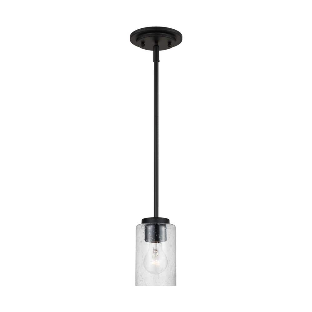 Oslo Midnight Black Mini-Pendant with Clear Seeded Glass