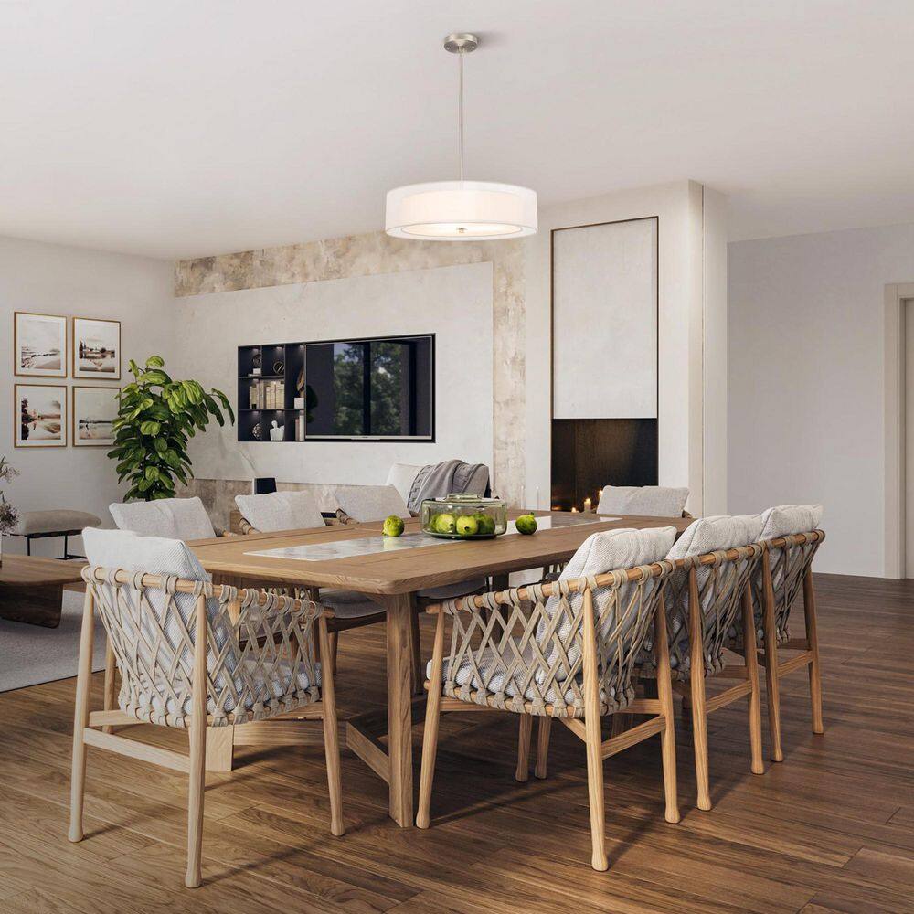 3-Light Brushed Nickel Drum Pendant Light with Fabric Shade for Bedroom Living Room Kitchen (Bulb Not Included) price history on PriceWatchPro