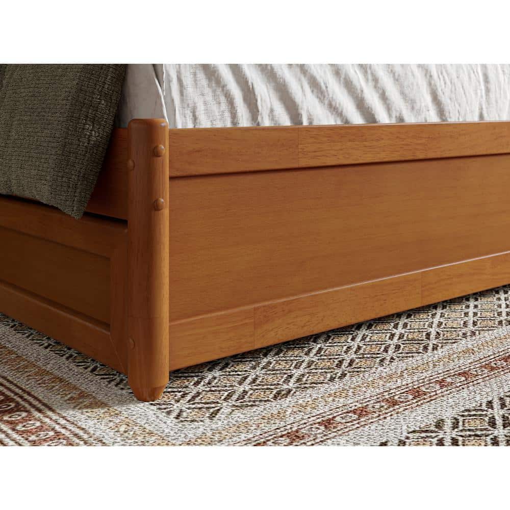 Light Toffee Full Wood Platform Bed with Storage Drawers