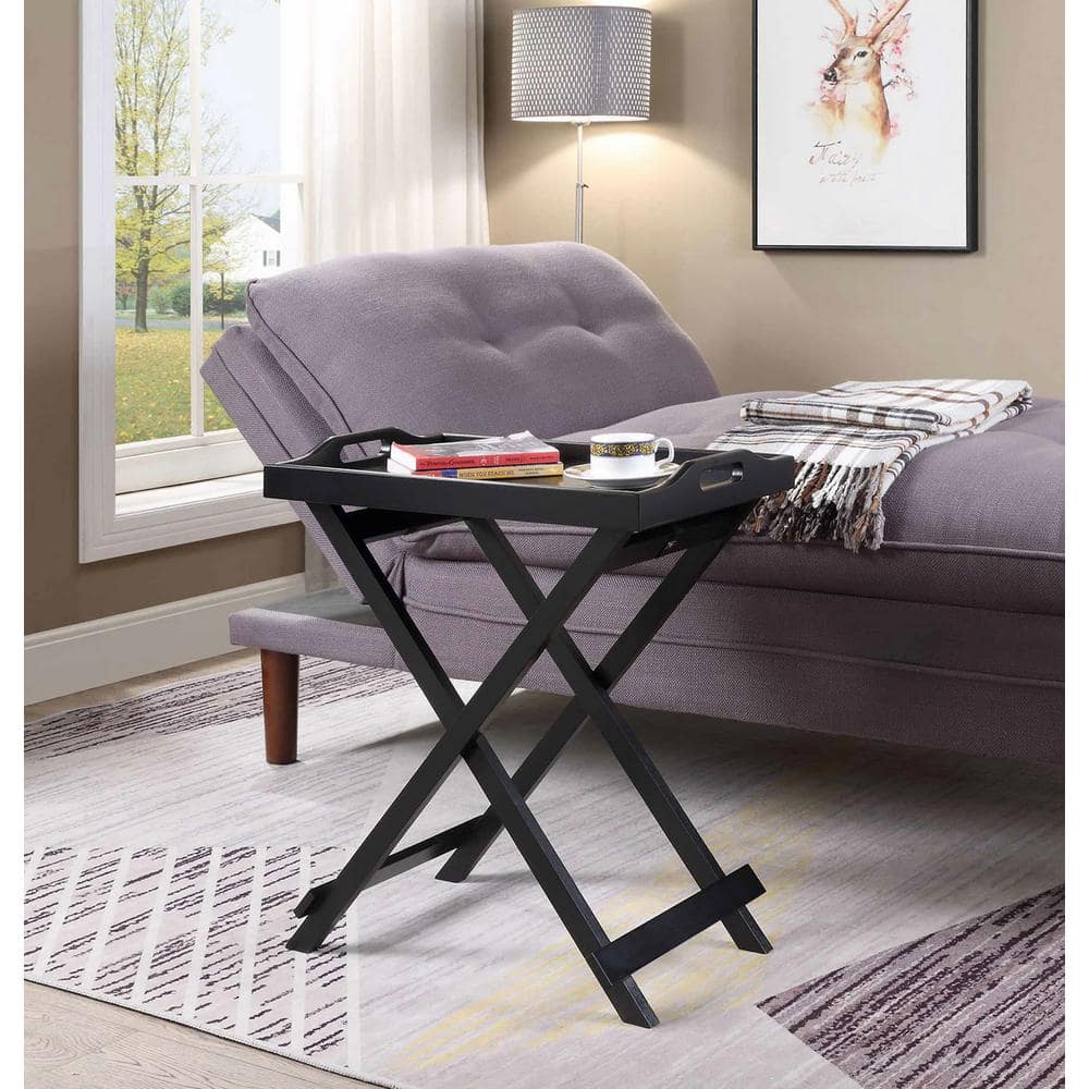 Designs2Go Sleek Black Folding Tray Table with Easy-Fold Legs