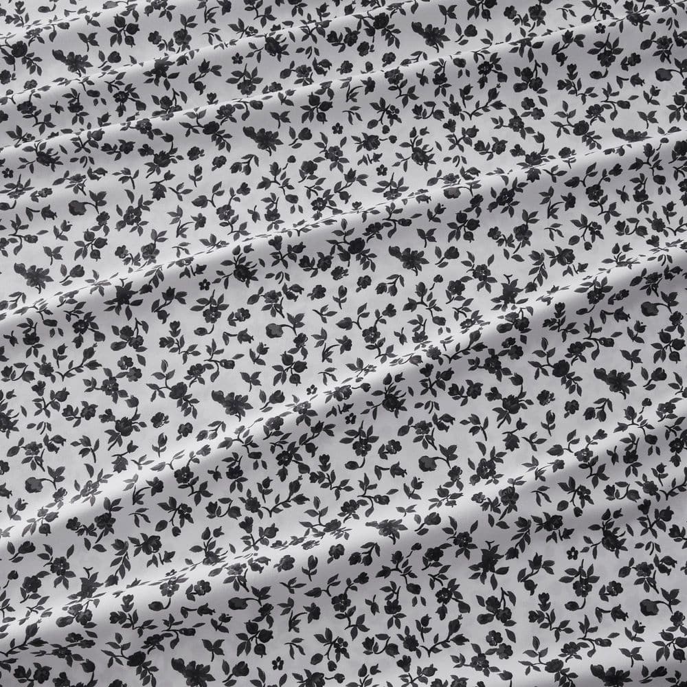 Twin Black Floral Microfiber Sheet Set