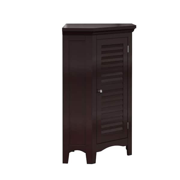 Simon 24-3/4 in. W x 17 in. D x 32 in. H Corner Bathroom Linen Storage Floor Cabinet with Shutter Door in Dark Espresso