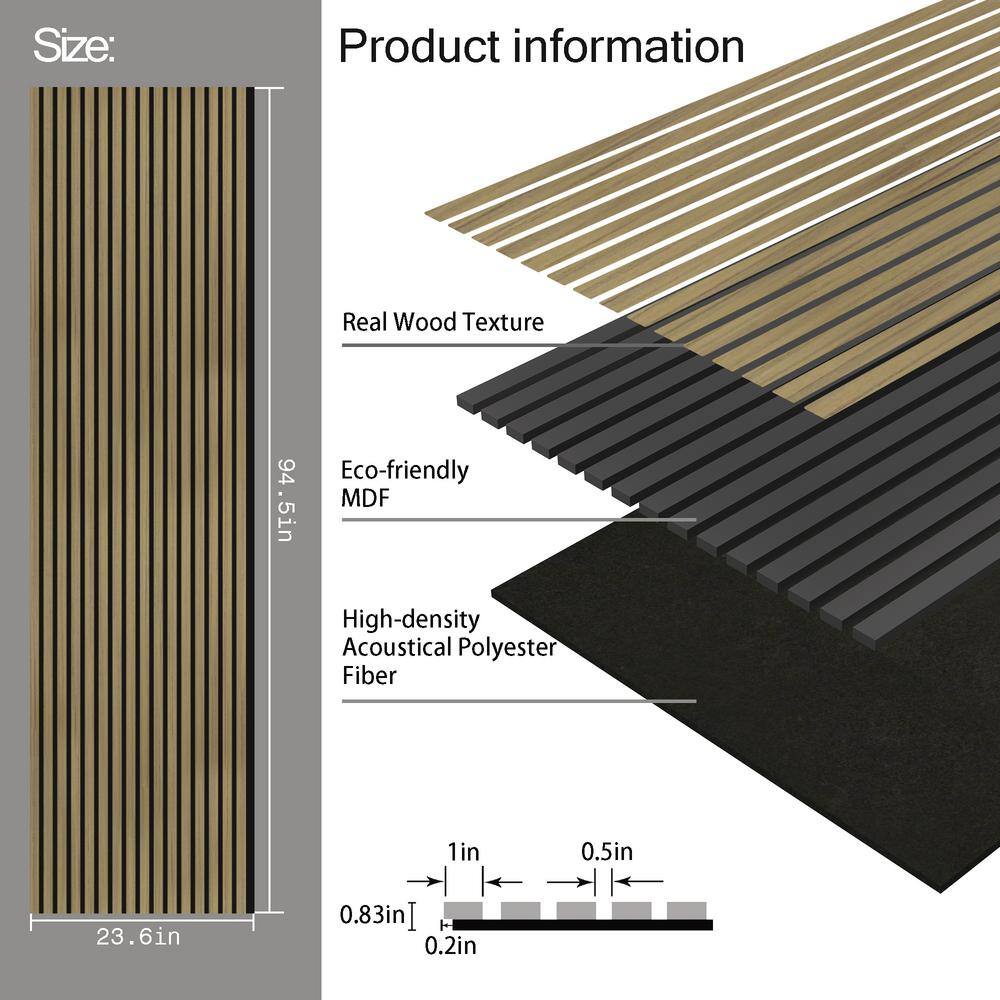 Teak 94.5'' x 23.6'' 3D Acoustic Wood Slat Wall Paneling