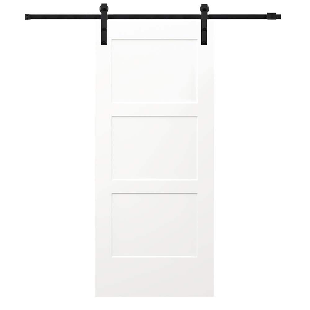 32 in. x 80 in. Birkdale Primed Solid Core Composite Sliding Barn Door with Matte Black Hardware Kit price history on PriceWatchPro