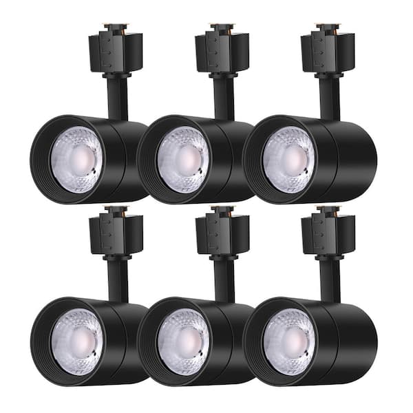 FLSNT J-Type Integrated LED Linear Track Lighting, Cylinder Track Head, Soft Black, 3000K 800LM CRI90 (6-Pack)