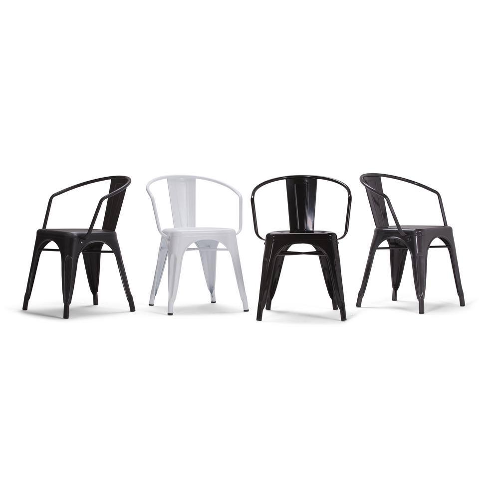 Larkin Distressed Black and Silver Metal Dining Arm Chair Set