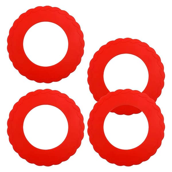 Mini Silicone Pie Crust Shield 4-Pack Red Round Food Grade Non-Stick Baking Protector for 5-6 Inch Pies