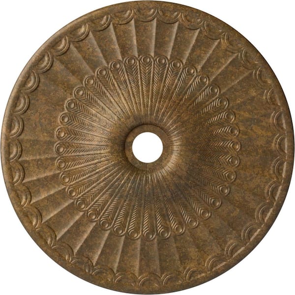 Ekena Millwork 2-3/8 in. x 36-5/8 in. x 36-5/8 in. Polyurethane Galveston Ceiling Medallion, Rubbed Bronze
