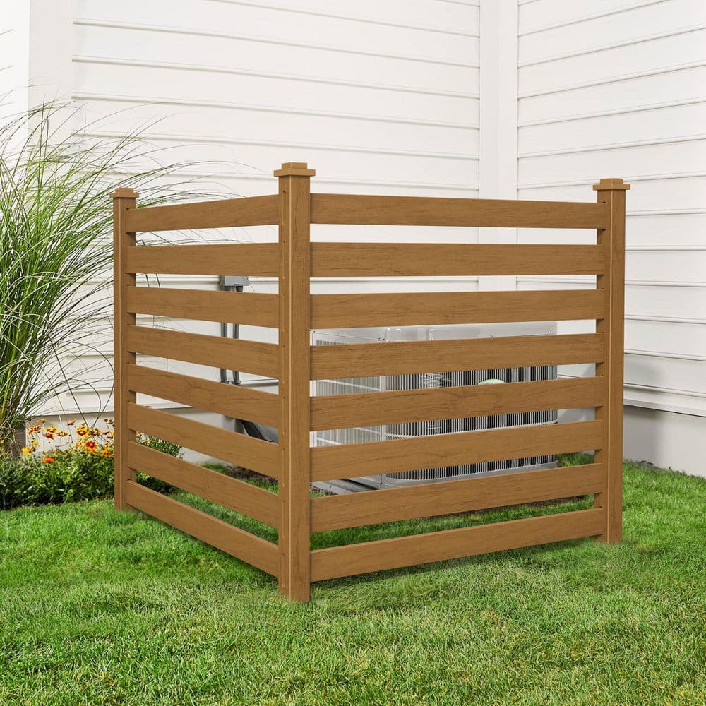Ares 38 in. x 46 in. Brown Garden Fence W/Post And No-Dig Steel Cone Anchor Recycled Plastic Privacy Fence Panel(2-Pack) price history on PriceWatchPro
