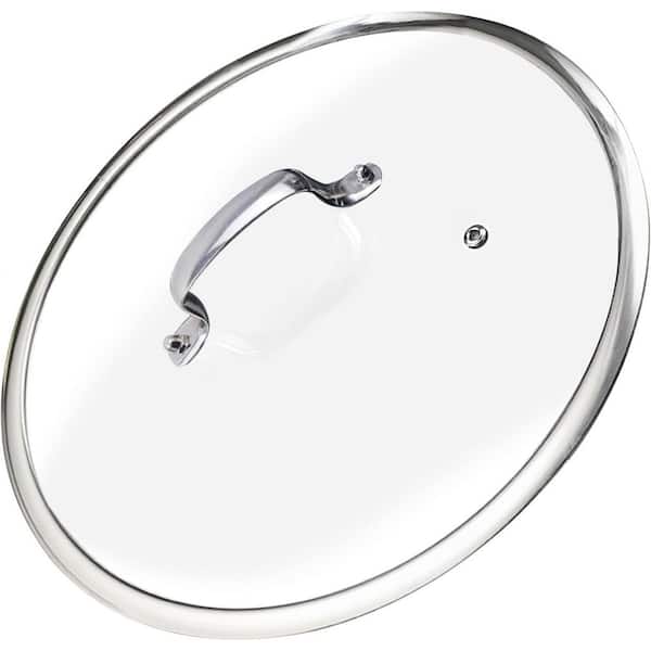 3-Piece Clear Tempered Glass Stainless Steel Trim Lids with Steam Vent Heat Resistant Dishwasher Safe Set