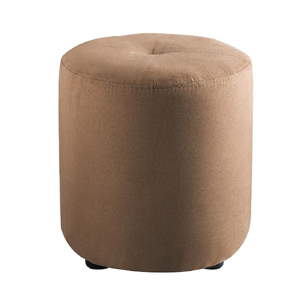 Kings Brand Furniture Pouf Brown Microfiber Round Ottoman