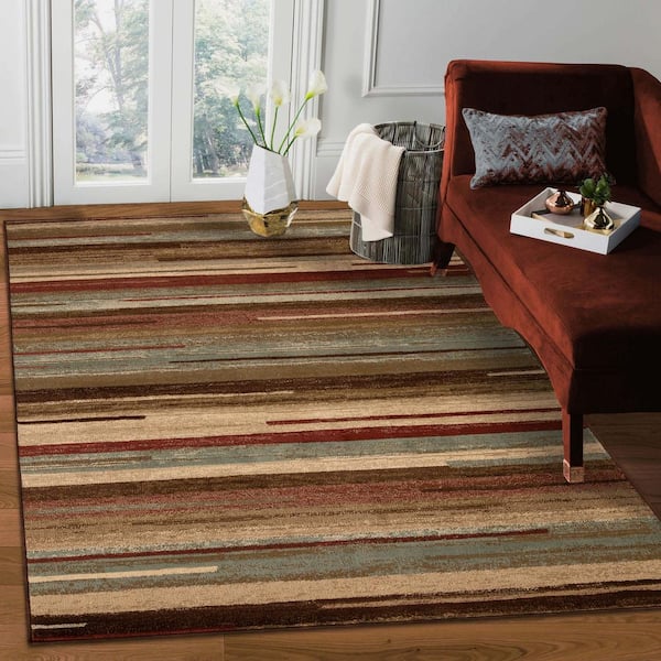 Fulgor Maroon 8 ft. 6 in. x 11 ft. 6 in. Modern Stripe Abstract Indoor Area Rug