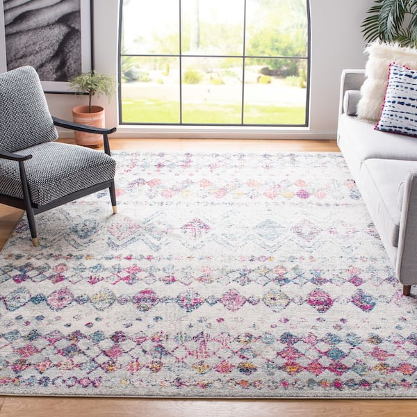 Madison Grey/Purple 10 ft. x 14 ft. Geometric Floral Area Rug