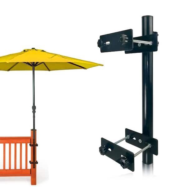 23 in. Patio Umbrella Holder Space Saving Deck Mount Black 1-Piece