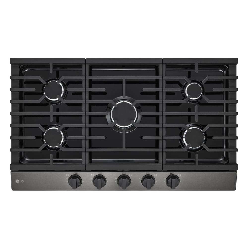 36 in. Gas Cooktop in Black Stainless Steel with 5 Burners and EasyClean