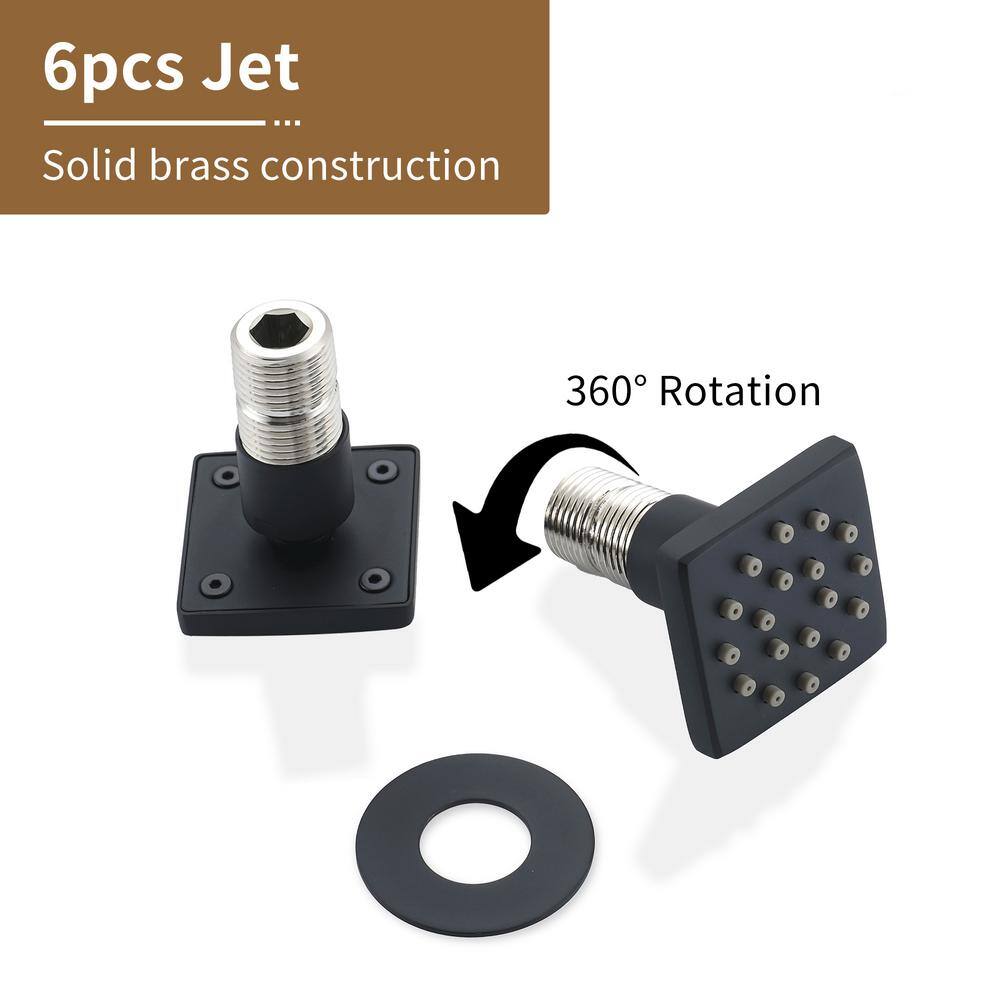 Matte Black Large Square Ceiling Mounted Dual Shower System